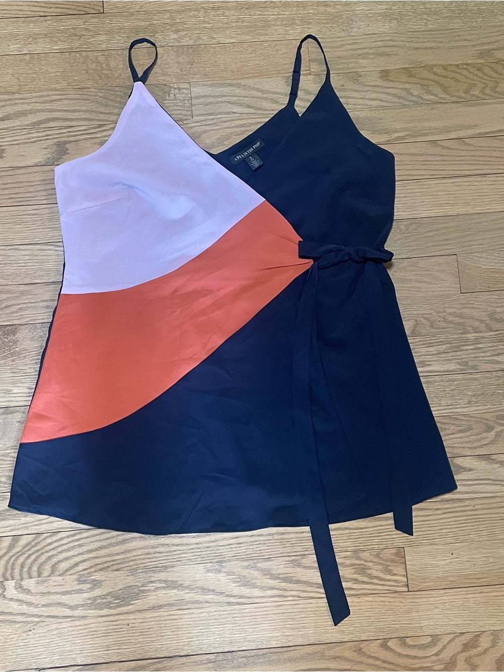 A Pea in the Pod Colorblock Wrap Maternity Cami Top - Navy Pink Orange - Sz SP